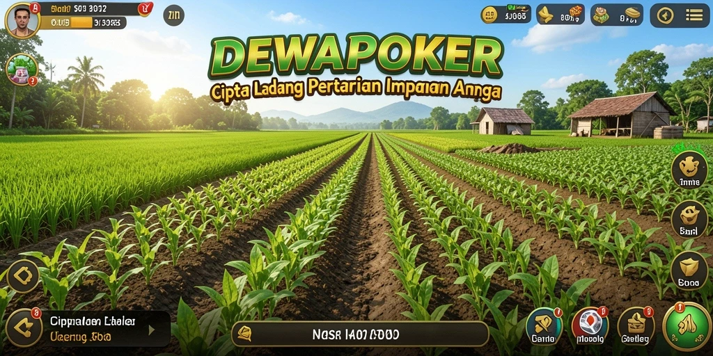 Screenshot gameplay DEWAPOKER yang menarik dengan ladang subur.