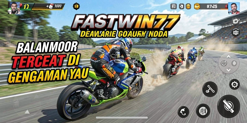 Tampilan menarik dari gameplay balapan motor FASTWIN77.