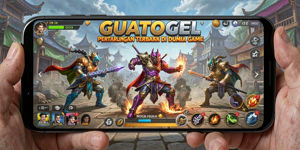 Screenshot gameplay GUATOGEL menampilkan pertarungan epik dan karakter beraksi.