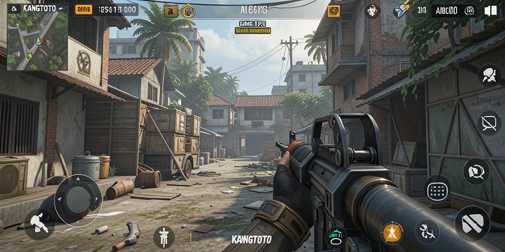 Screenshot KANGTOTO menampilkan aksi seru dalam pertarungan TPS.