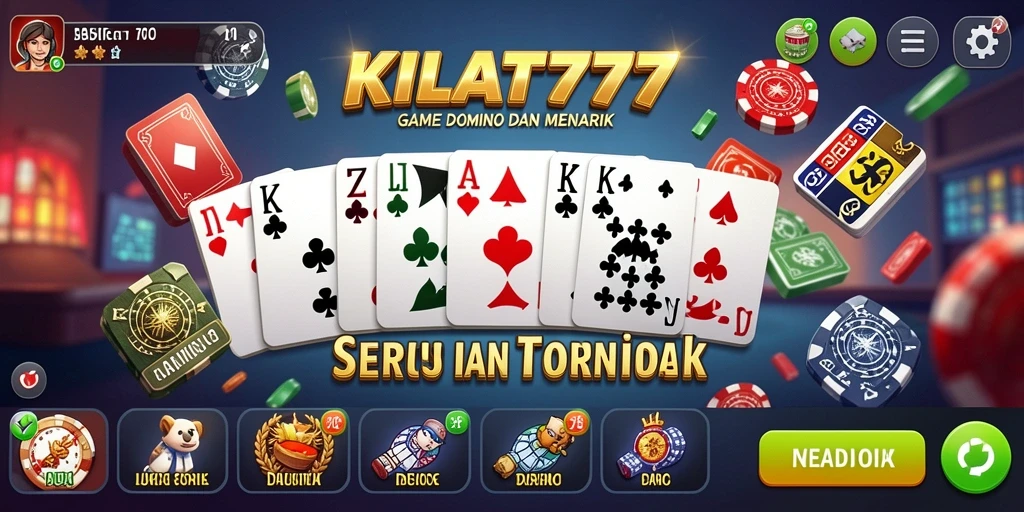 Tampilan gameplay seru dari KILAT777 dengan pemain menikmati pertandingan Domino.