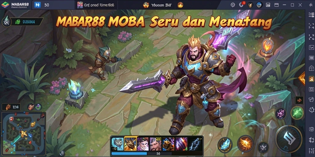 Gameplay MOBA yang mendebarkan dan strategi tim yang seru.