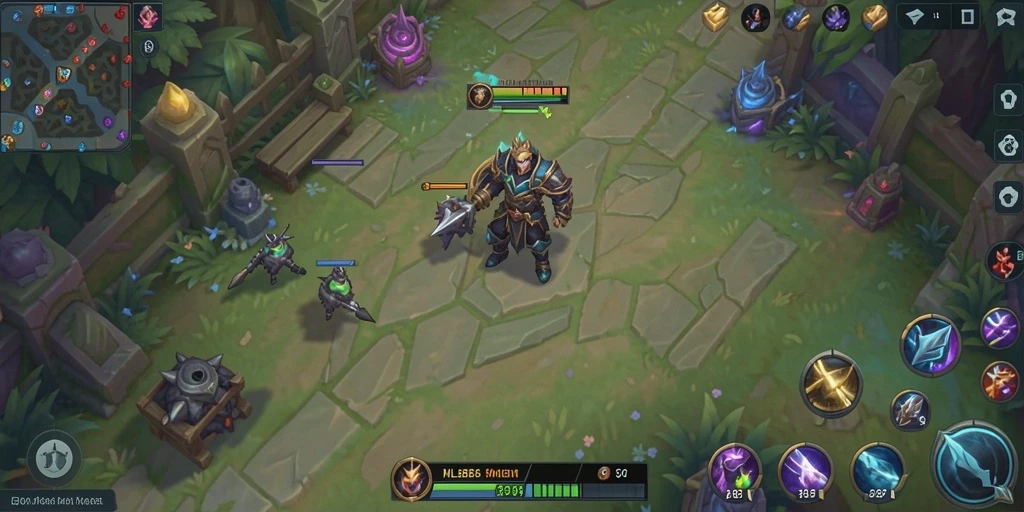 Screenshot gameplay MLBB8 yang menampilkan karakter bertarung secara otomatis.