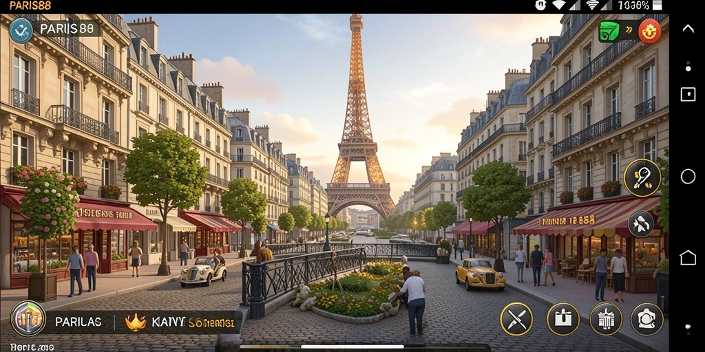Tampilan menarik gameplay PARIS88 yang menggambarkan kehidupan di Paris.