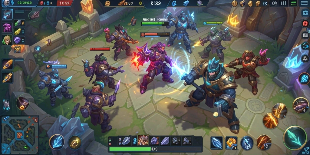 Tangkapan layar gameplay RI889 menampilkan aksi seru pertarungan tim.