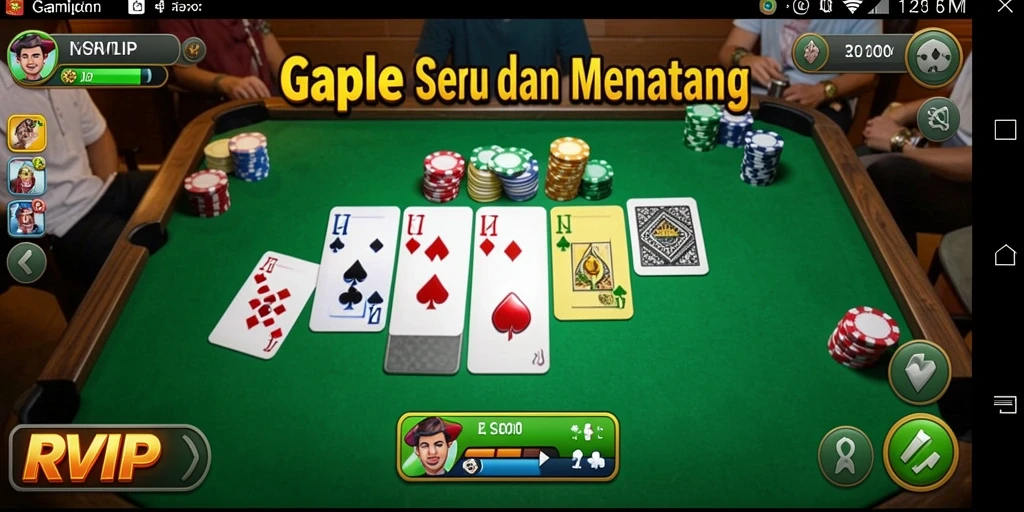 Tampilan gameplay RVIP yang seru dan interaktif saat bermain Gaple.