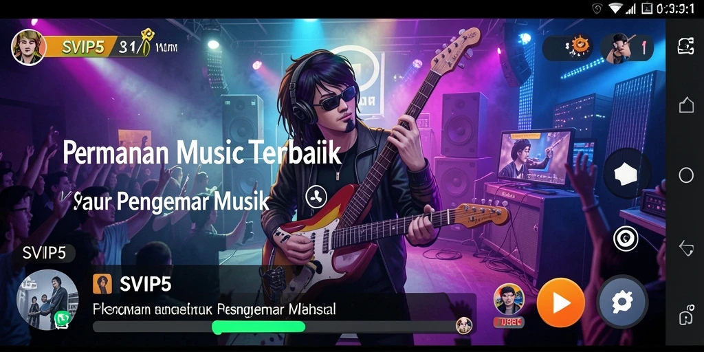 Tampilan menarik gameplay SVIP5 dengan berbagai lagu musik.