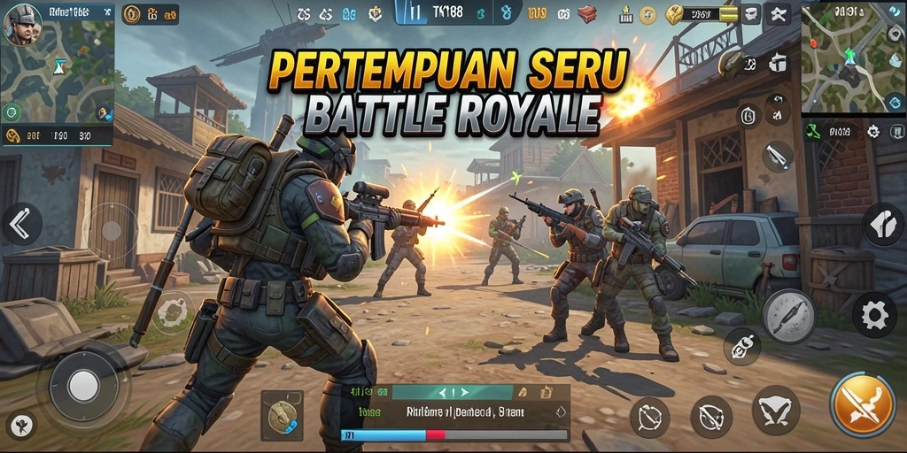 Screenshot gameplay TKP188 menampilkan aksi Battle Royale yang intens dan mendebarkan.