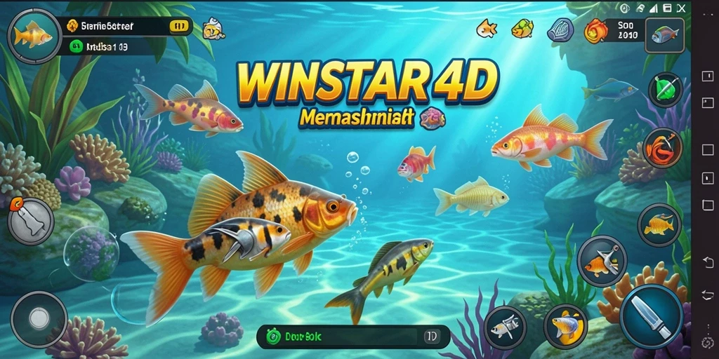 Tampilan gameplay WINSTAR4D dengan aksi memancing yang mendebarkan.