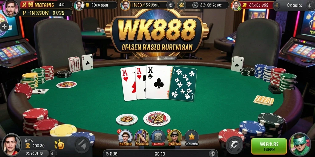 Tampilan gameplay poker di WK888 yang menegangkan dan seru.