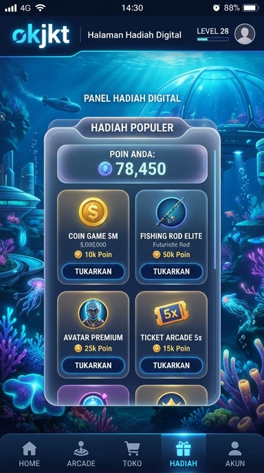 Screenshot antarmuka pengguna aplikasi okjkt yang menarik.